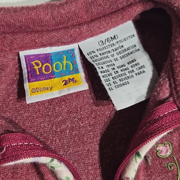 Vintage Pooh Matching Flower Set Embroidered Pooh Size 3/6 Months - Picture 2 of 8